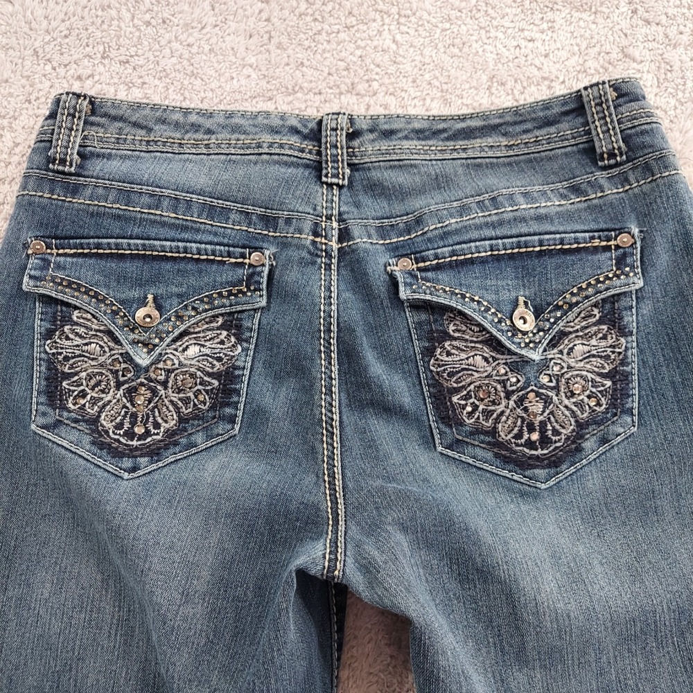 Nine West Jeans Women's 8 Blue Date Night Fit Butterfly Embroidered Rhinestone